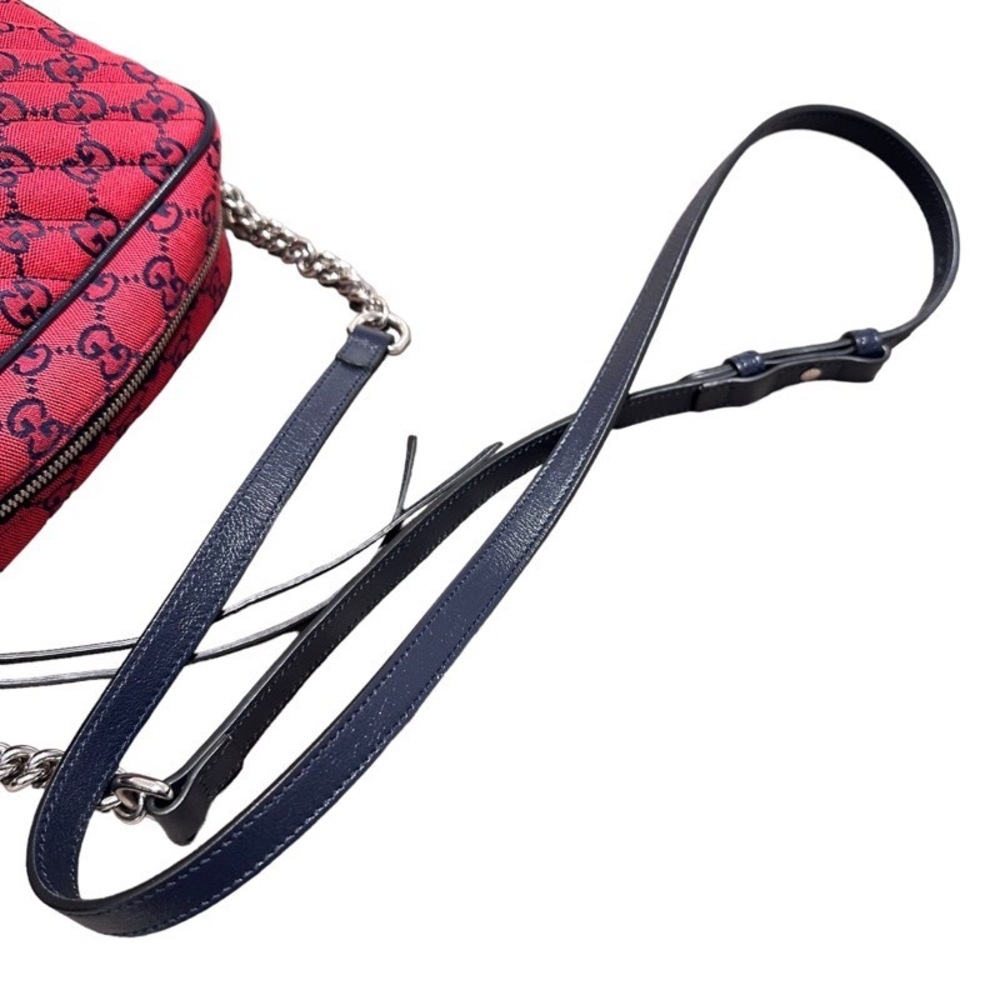Gucci Gg Marmont Quilted Small Shoulder Bag Gg Campus Red Black View 5